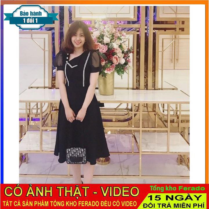 [ xả kho ] MiD Váy đen tiểu thư tay bồng thiết kế V1187 Mie Design kèm ảnh thật