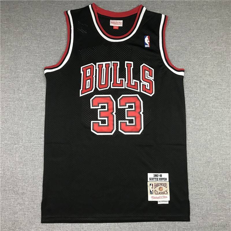Áo thun thể thao NBA Jersey Chicago Bulls No.33 Pippen màu đen phiên bản cổ điển