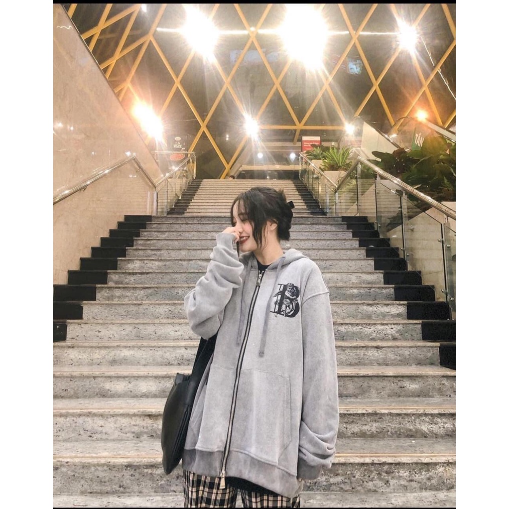 Áo khoác nỉ  ONE UNISEX hình B nam nữ basic hooddie form rộng bo gấu tay phồng hàn quốc ullzang | BigBuy360 - bigbuy360.vn