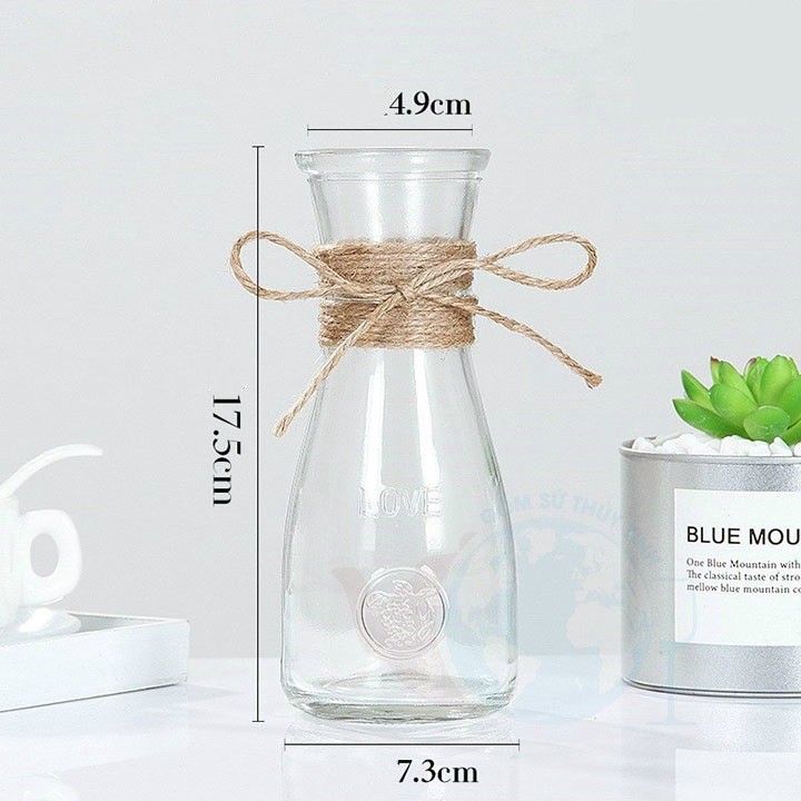 Lọ Hoa, Chai Thủy Tinh Love Cắm Hoa, Cốc Sinh Tố 350ml, Hàng Đẹp