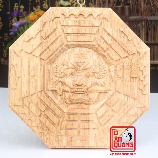 Gương bát quái phẳng Hổ Phù âm dương bằng gỗ đào cao cấp - hóa giải sát khí - trấn trạch mang lại bình an - TÔ TÂM QUANG