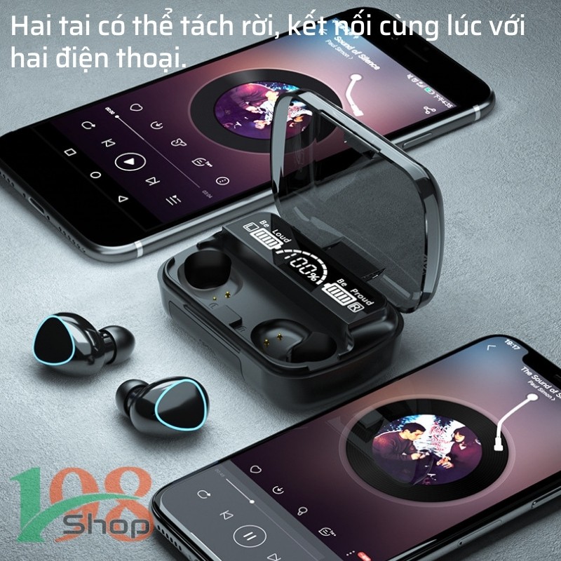 Tai Nghe Bluetooth TWS M10 Âm thanh Hi-Fi, Bass cực chắc khỏe, nghe nhạc rất hay, Cảm ứng chạm, Tích hợp sạc dự phòng