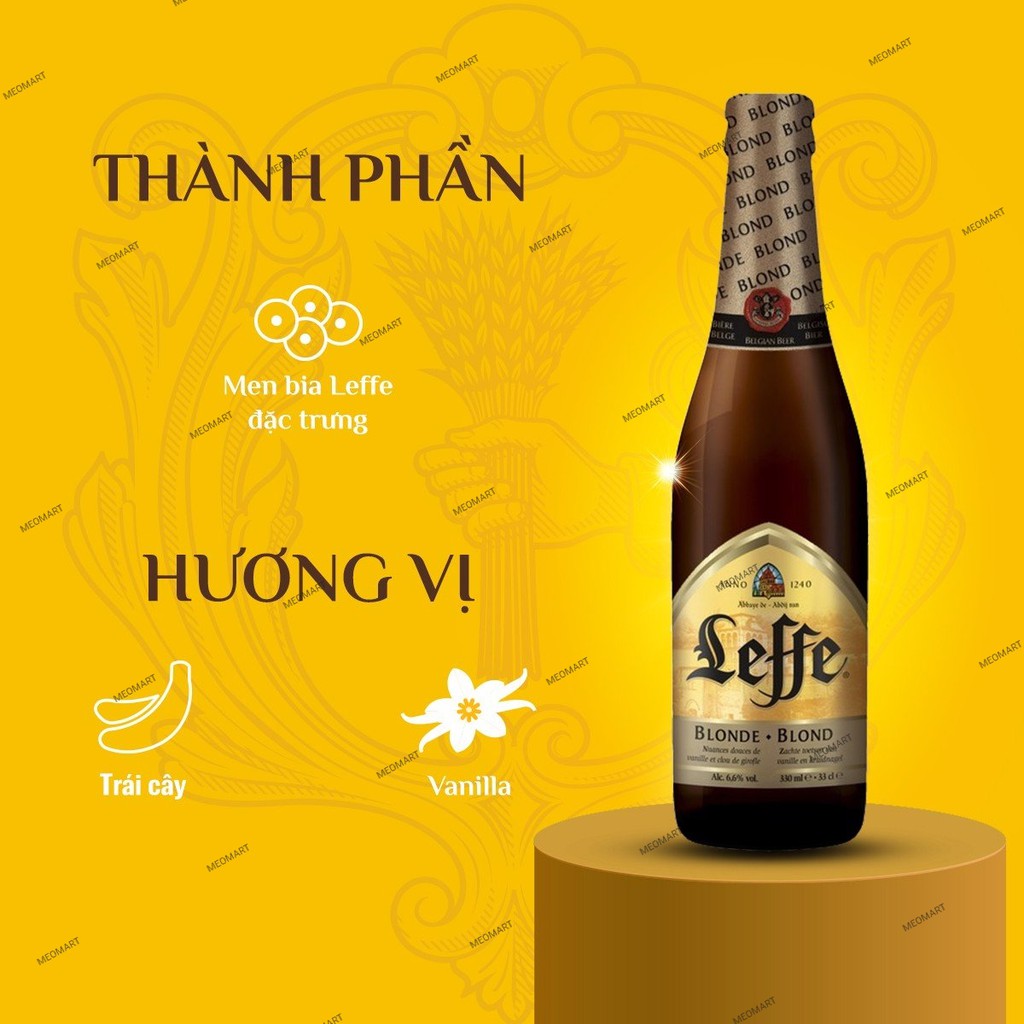 BIA LEFFE VÀNG - 6 CHAI 330Ml