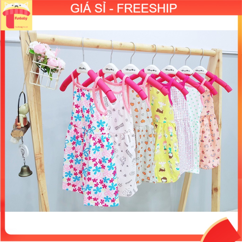 Váy 2 dây cho bé gái 9m-6 tuổi xuất dư PLACE, Đầm cotton trẻ em thấm hút mồ hôi