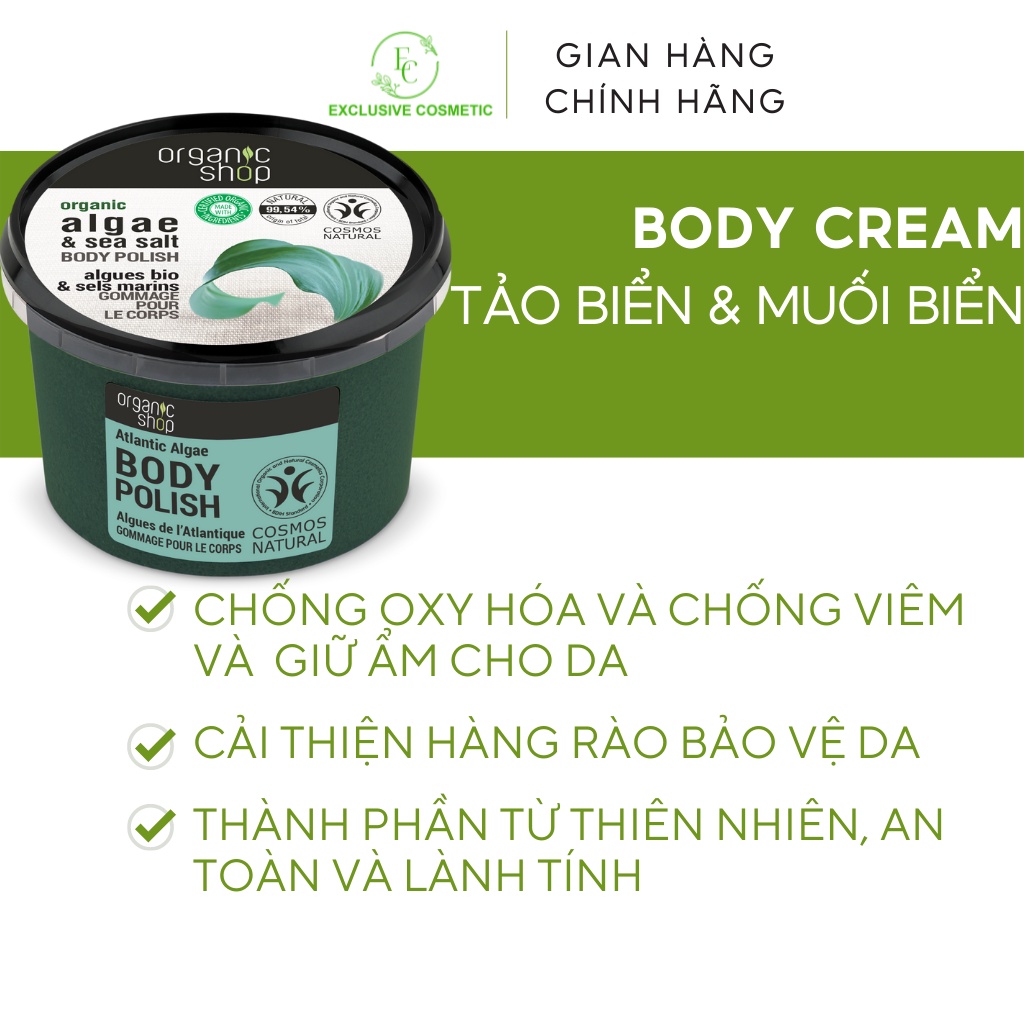 Tẩy tế bào chết toàn thân Organic Shop Body Scrub Atlantic Algae 250ml