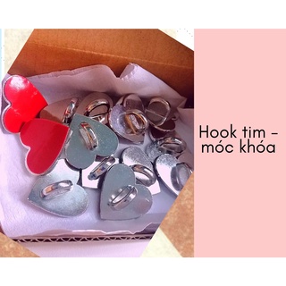 Hook tim bạc dán ốp điện thoại treo móc khoá - móc khóa
