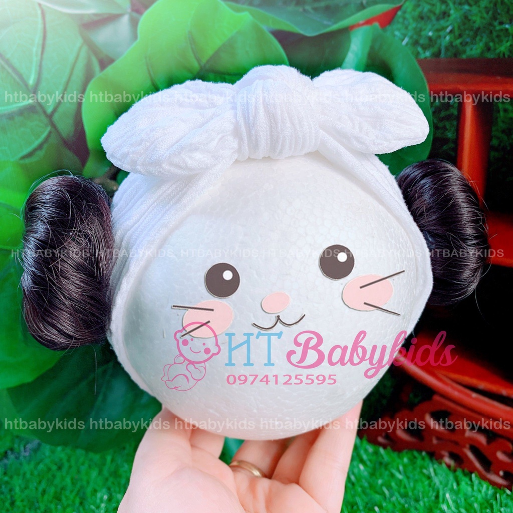 [ HÀNG LOẠI 1 ] Băng Đô Turban Tóc Giả Thỏ Cho Bé Gái Sơ Sinh