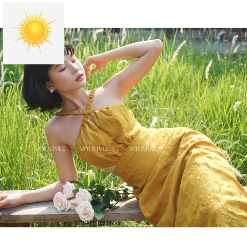 👳 Đầm body dài cổ yếm khoét eo VM STYLE váy kiểu đắp chéo ngực gợi cảm dự tiệc đi biển 08635 22VD03KI2301 👳