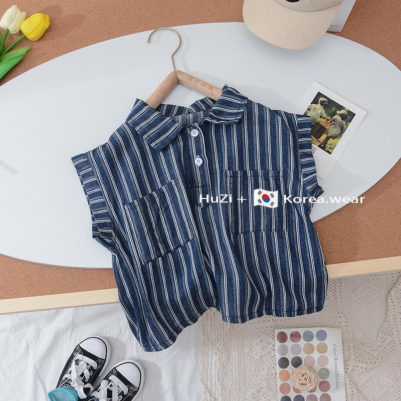 Set Áo Thun Ngắn Tay + Quần Yếm Denim Phong Cách Hàn Quốc Thời Trang Mùa Hè Cho Bé Trai