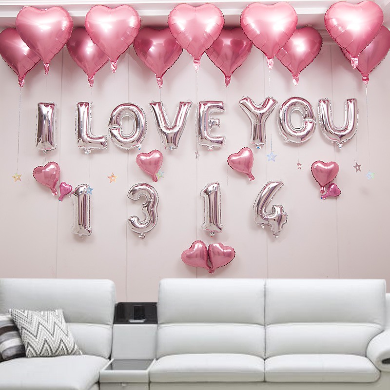 Bong bóng kiếng Trái tim đơn size 40cm Bong bóng kiếng màu đen , đỏ, hồng, vàng, bạc - silver red Heart Foil balloon 18'