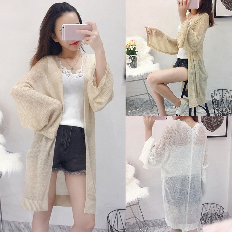 [Baywellfashion]Áo khoác Cardigan dệt kim vải mỏng dáng dài thiết kế hợp thời trang dành cho nữ | BigBuy360 - bigbuy360.vn