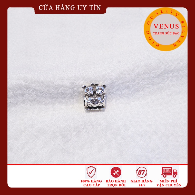 [Charm bạc 925 cao cấp] Charm gấu đôi ôm tim- Mã sản phẩm VENUSGDO