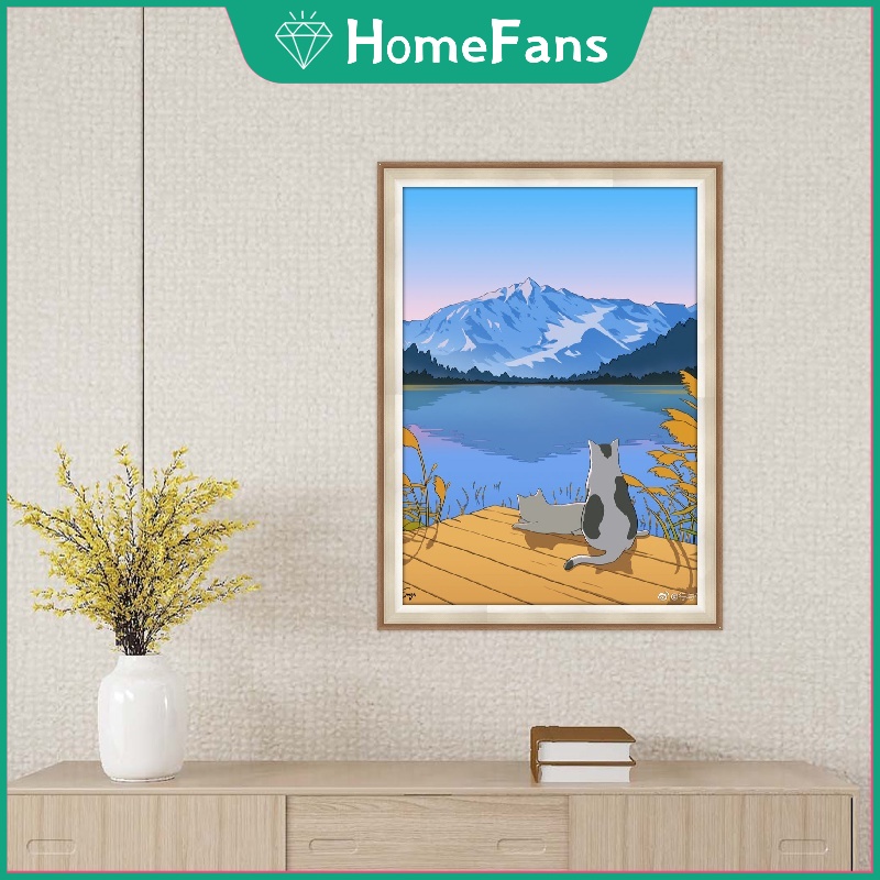 Bộ tranh đính đá diy hình mèo dễ thương 30x40cm