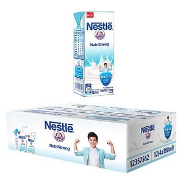 Thùng 48 hộp sữa tiệt trùng Nestle NutriStrong có đường 180ml