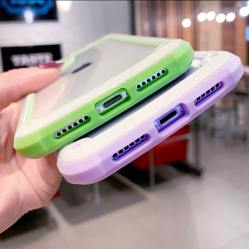 Ốp điện thoại trong suốt khung silicon màu trơn chống sốc cho iPhone 11 Pro Max X XR XS Max 6 6S 7 8 Plus | BigBuy360 - bigbuy360.vn