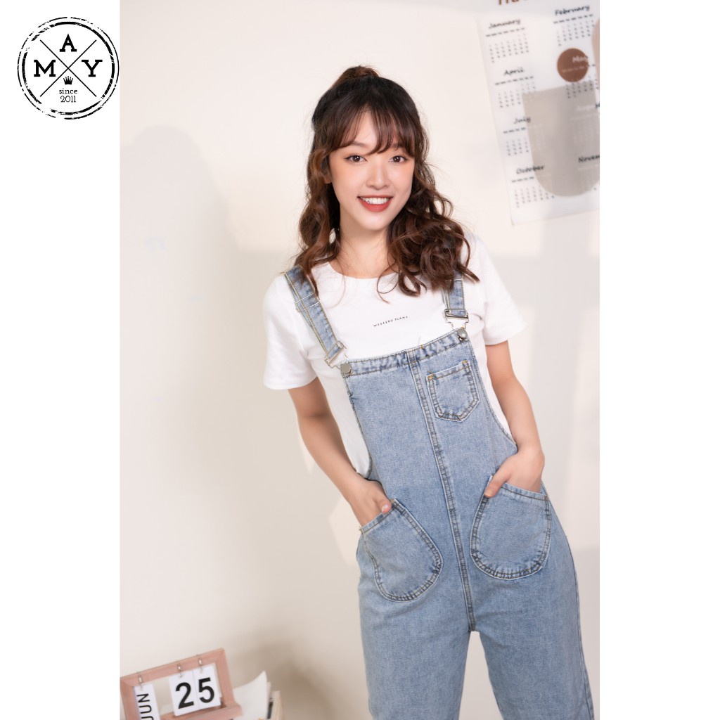 Yếm Quần Nữ Jean MAY.SINCE2011 Thiết Kế Dáng Ôm 2 Túi Chéo Dây Khuy Cài Cho Nữ MAH21-0050