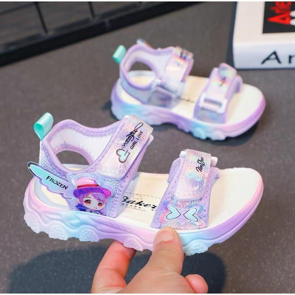 sandal đi học bé gái dép quai hậu cho bé gái đế chống trượt quai ngang vải đế êm QCCC full hộp D7 Y7