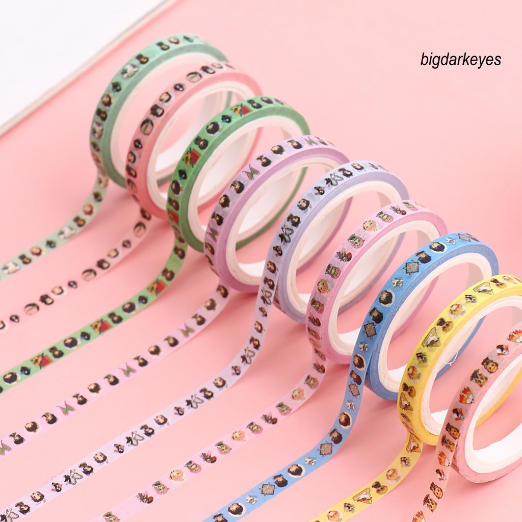 Set 2 Cuộn Băng Keo Giấy Washi In Họa Tiết Hoạt Hình Demon Slayer Trang Trí Sổ Tay/Sổ Tay