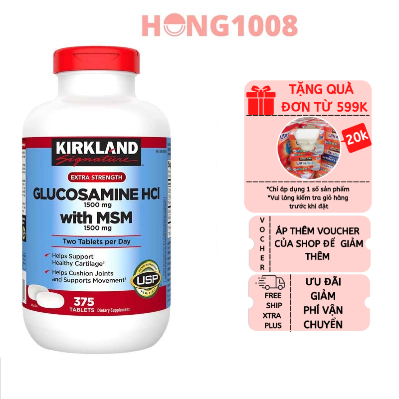 Viên uống Glucosamine HCL 1500mg With MSM 1500mg 375 viên - Glucosamin Kirkland