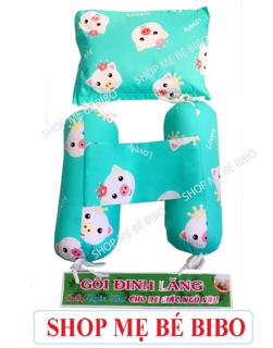 Bộ gối chặn cho bé sơ sinh có lá Đinh Lăng chất vải cotton