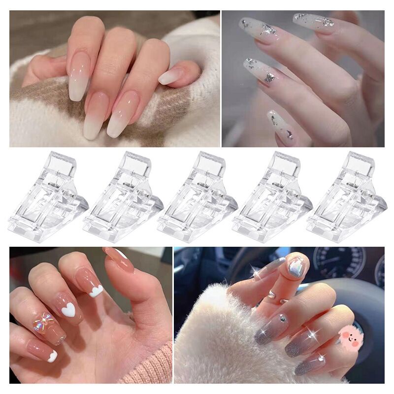 Kẹp nhựa trong suốt cố định móng tay DIY