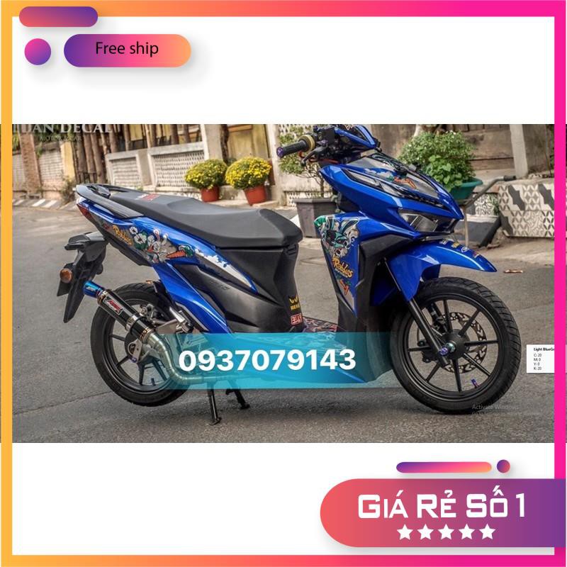 Tem rời xe honda Vario con thỏ dán xe xanh