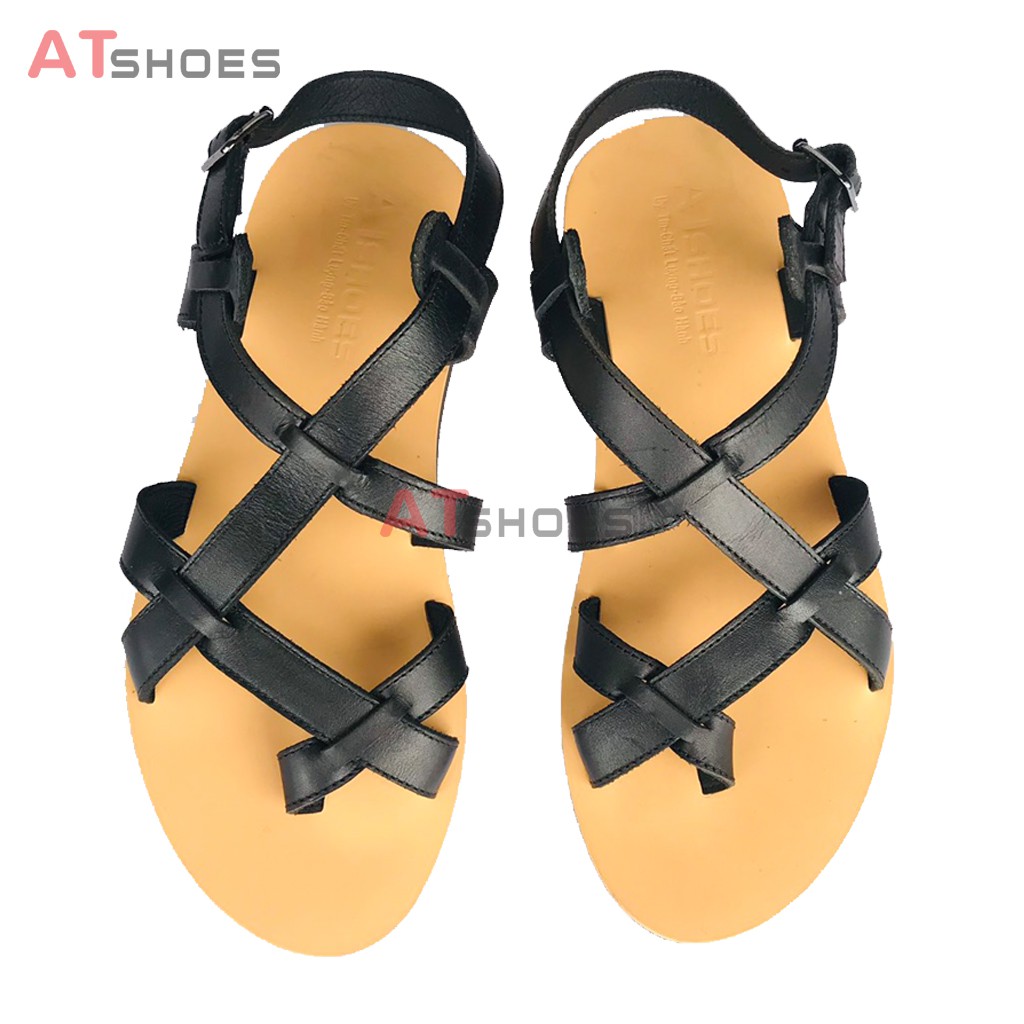 Sandal nam, dép quai ngang, dép nam da bò, không thấm nước, êm chân thoải mái  Atshoes XDxn201