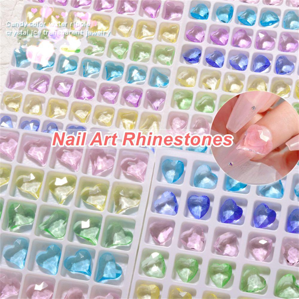 Bộ 10 Móng Tay Heceh|Mặt Dây Chuyền Hình Trái Tim 3D|Bộ Dụng Cụ Làm Móng Nghệ Thuật