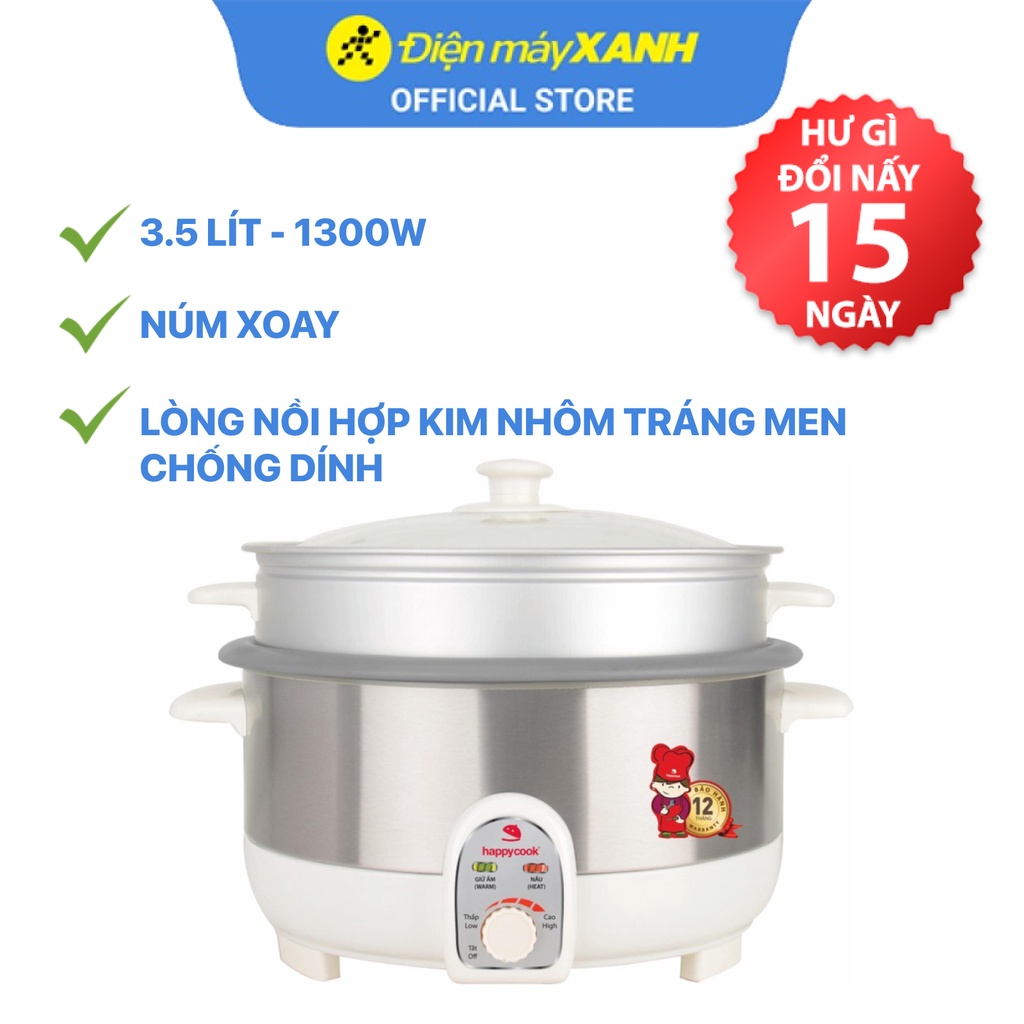 [Mã ELHADEV giảm 4% đơn 300K] Nồi lẩu điện Happycook HCHP-350ST 3.5 lít