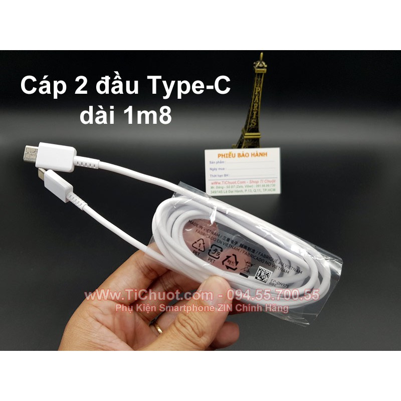 [Chính Hãng] Cáp Samsung 180cm 2 đầu Type-C 25W S20, Note 20, A70... ZIN