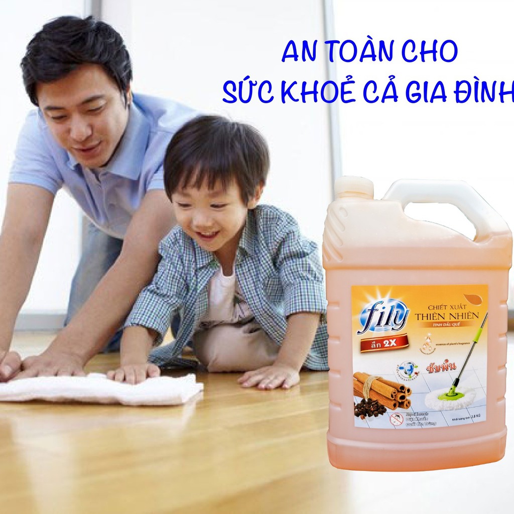 Nước Lau Sàn Chiết Xuất Tinh Dầu Sả Chanh ,Quế ,Lưu hương thơm từ thiên nhiên FILY 3.8 lit