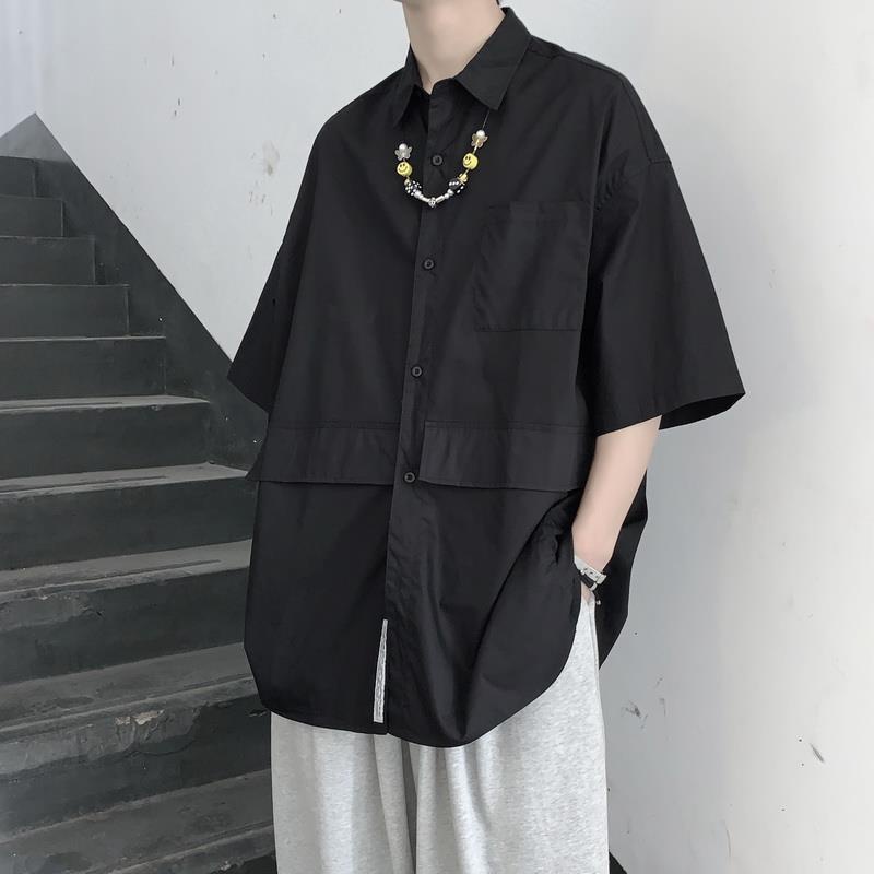 Áo Sơ Mi Ngắn Tay Form Rộng Nam Nữ Phong Cách Hàn Quốc E'mer SM10