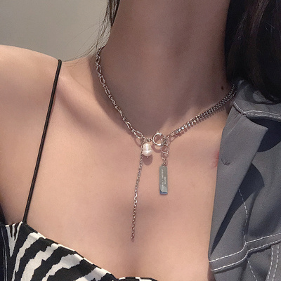 Vòng cổ dạng kết hợp vòng xích và đá độc đáo, ấn tượng VC110