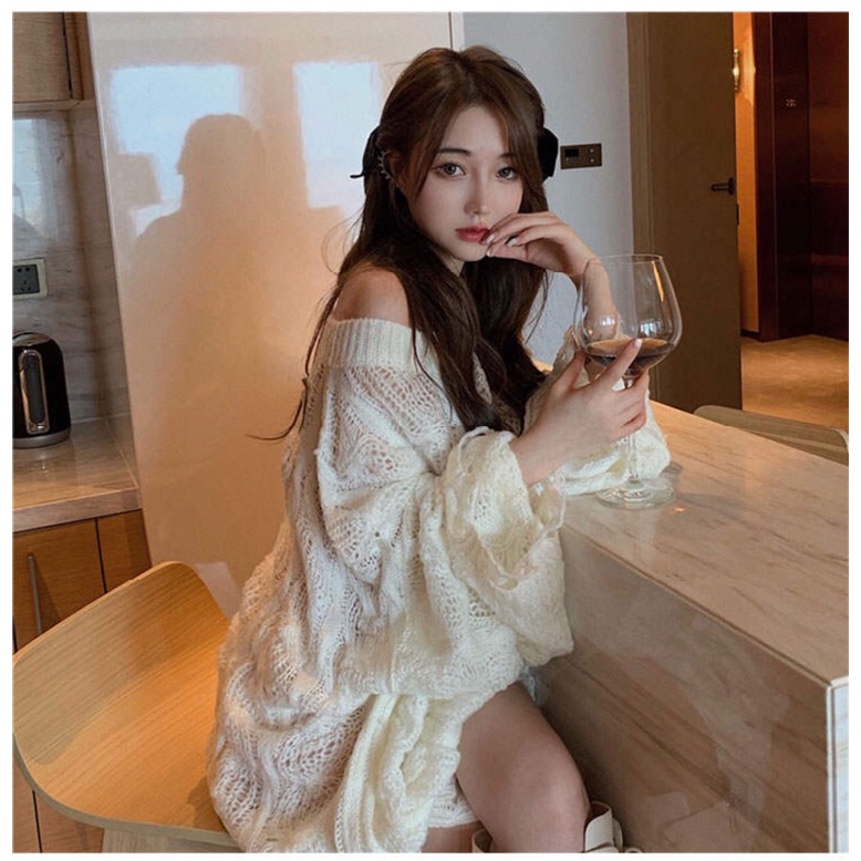 YAS0820-Áo len rách dáng dài