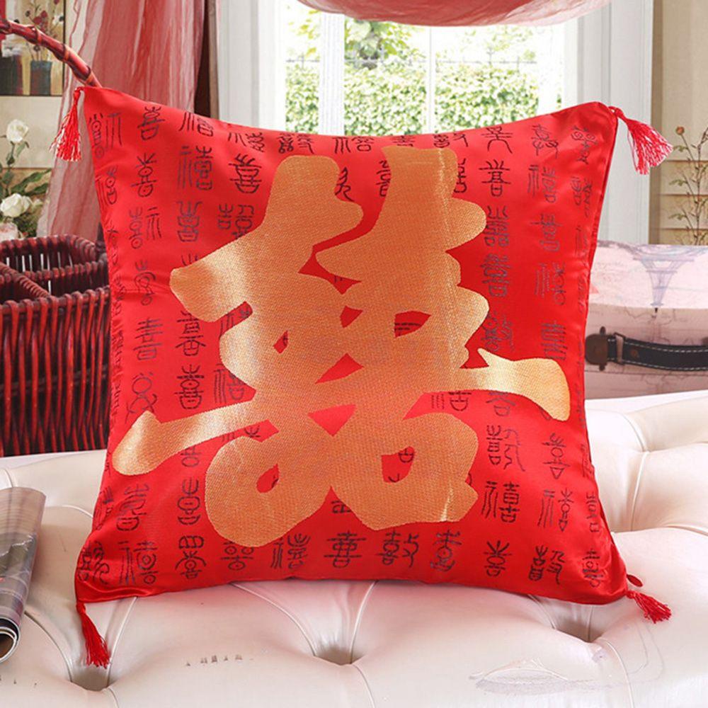 Vỏ Gối Vuông Đính Núm Tua Trang Trí Nhà Cửa / Văn Phòng / Tiệc Cưới