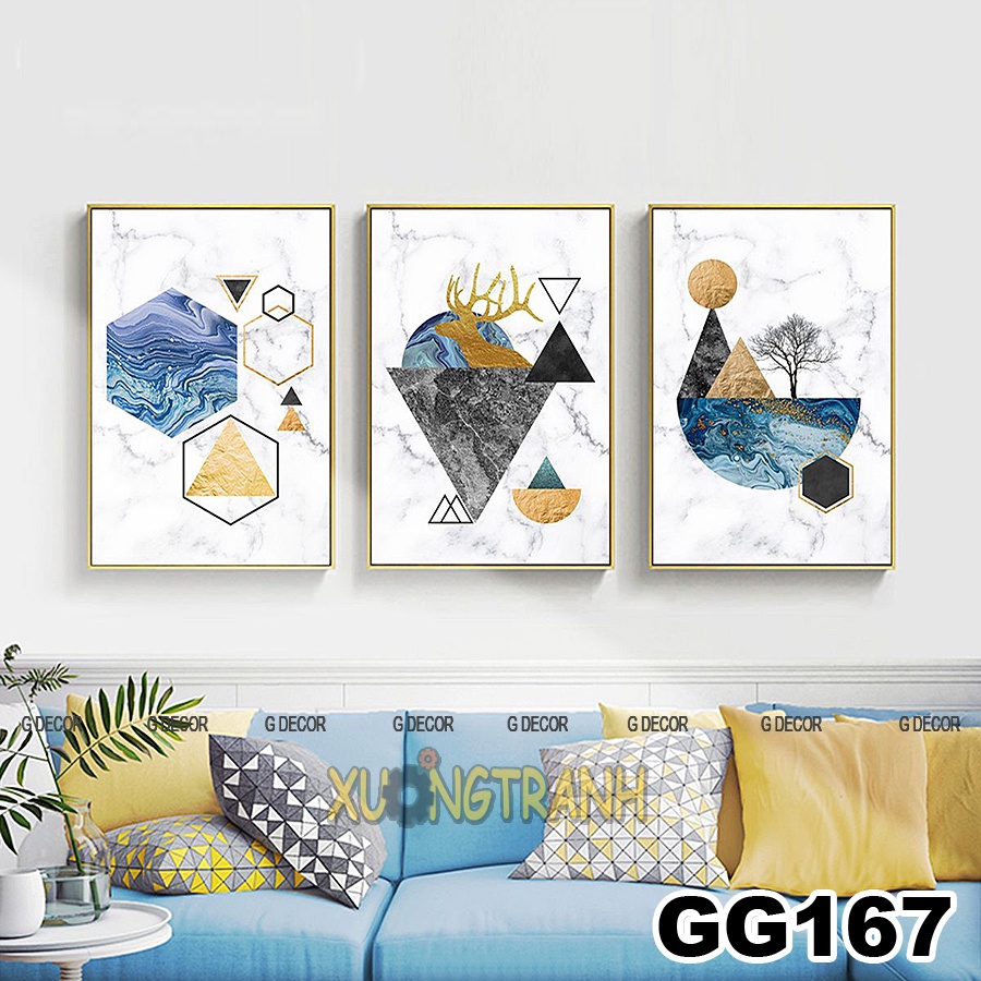 Tranh treo tường canvas 3 bức phong cách Bắc Âu 106, tranh phong cảnh trang trí phòng khách, phòng ngủ, phòng ăn,spa.