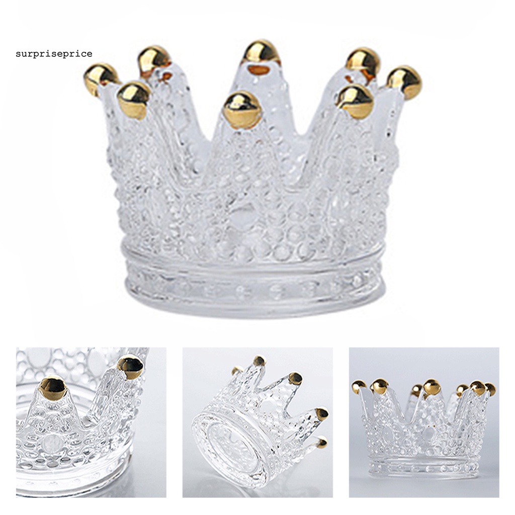 Khay đựng trang sức trong suốt viền mịn hình vương miện