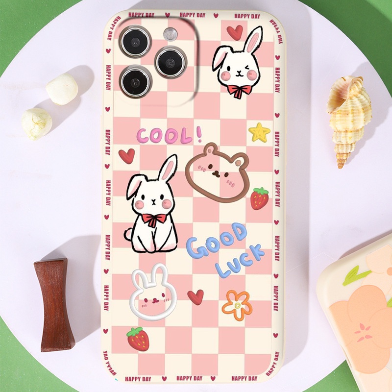 Ốp Lưng iphone Màu Bảo Vệ CAMERA  vuông Thỏ Gấu ốp iphone 12 pro /x/ 8plus/11 pro/11/12 pro max/13/promax tr173