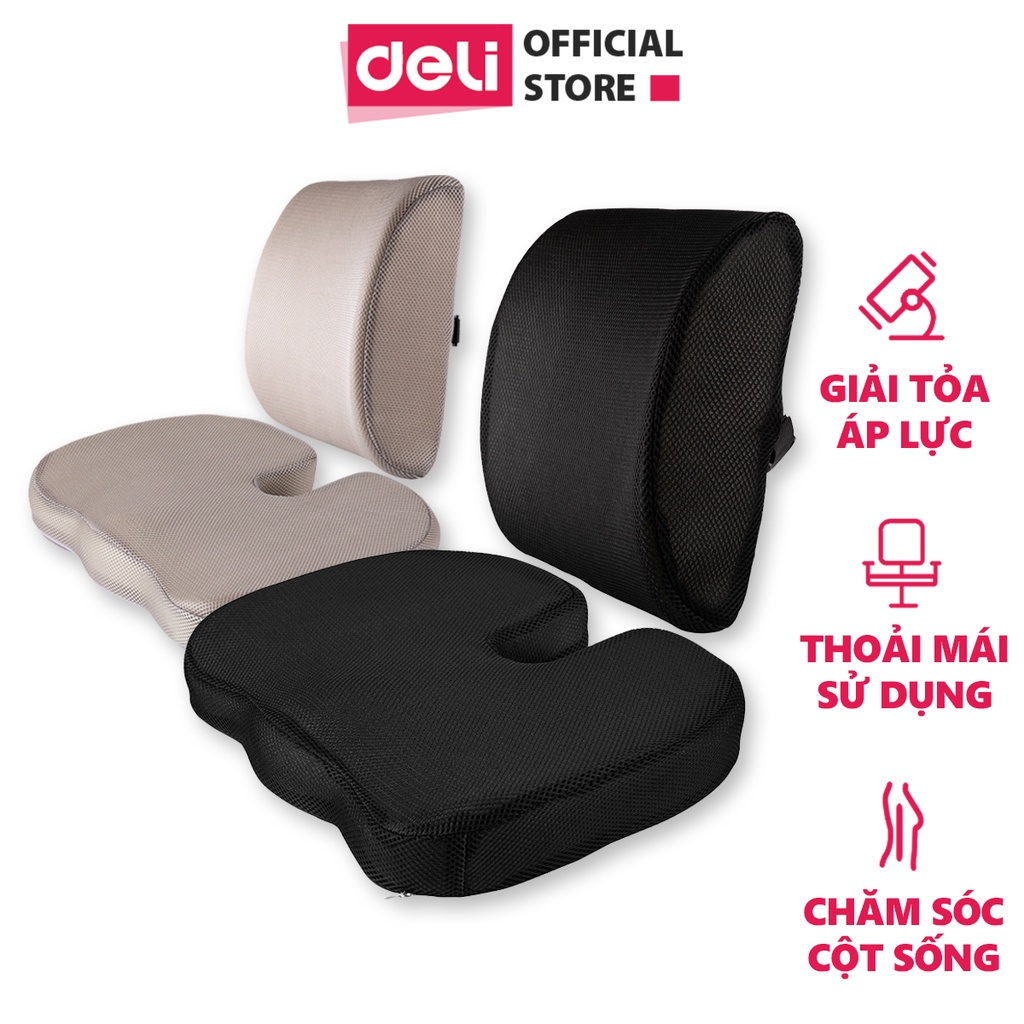 Đệm ghế văn phòng Deli - Thiết Kế 3D, Chống Mỏi lưng, Đau Xương Cụt, Thoát vị đĩa đệm, Dành cho người bị trĩ VS750/VS751