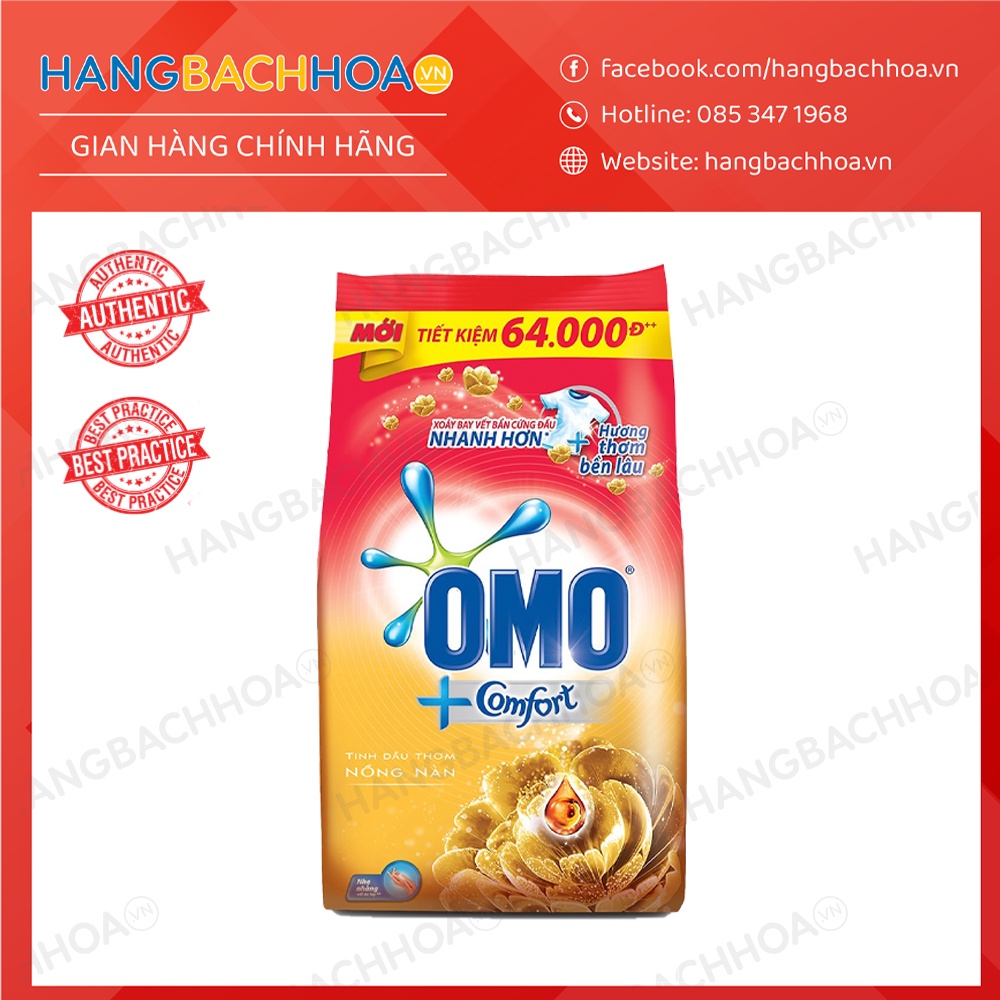 OMO Bột Giặt Quần Áo Hương Comfort Tinh Dầu Nồng Nàn 5.5Kg Túi