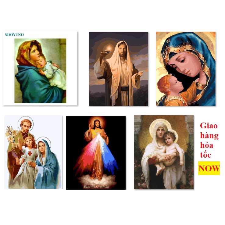 Tranh 40*50cm đã căng khung - THIÊN CHÚA - Tranh sơn dầu số hóa tự tô màu theo số