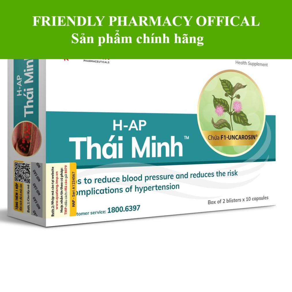 VIÊN UỐNG HẠ ÁP H-AP THÁI MINH – HỖ TRỢ GIẢM HUYẾT ÁP, CẢI THIỆN ĐAU ĐẦU, CHÓNG MẶT DO HUYẾT ÁP CAO (20 VIÊN)