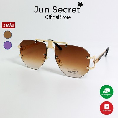 (Kèm 1 kính) Kính mát nam Jun Secret tròng kính phi công chống tia UV400, gọng viền kim loại độc đáo JS30A21