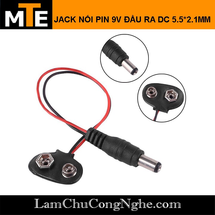 Dây nối đế pin 9V ra Jack DC 5.5*2.1mm