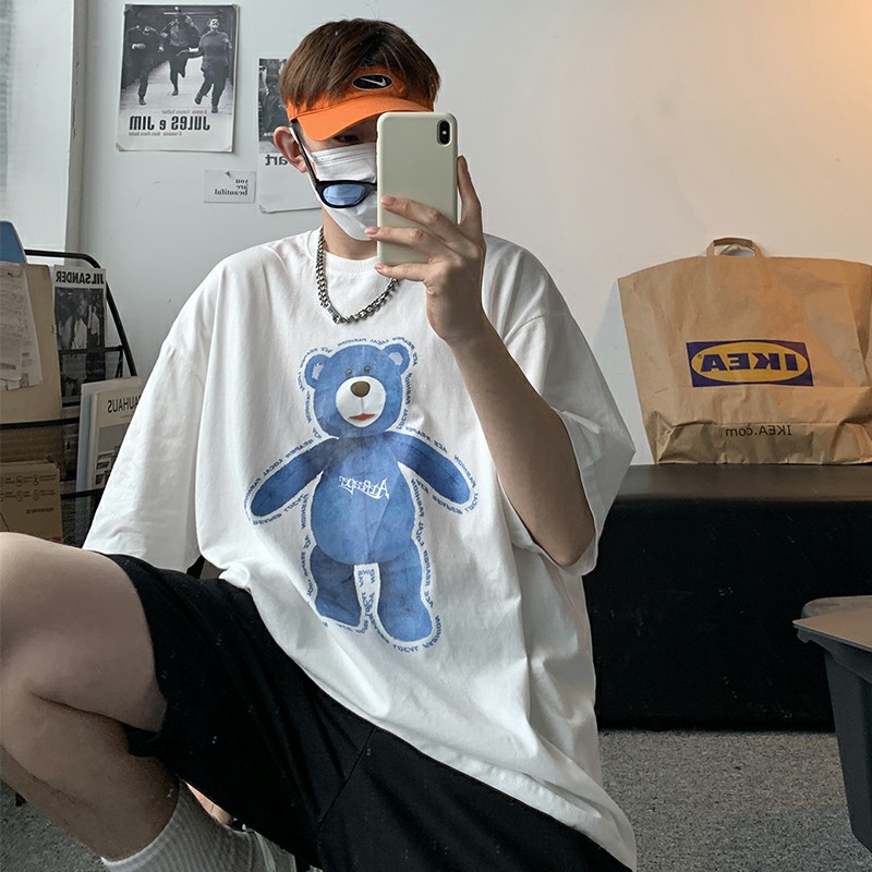 Áo thun tay lỡ nam nữ, áo phông unisex form rộng chất cotton mát mịn thấm hút mồ hôi in hình GẤU XANH | BigBuy360 - bigbuy360.vn