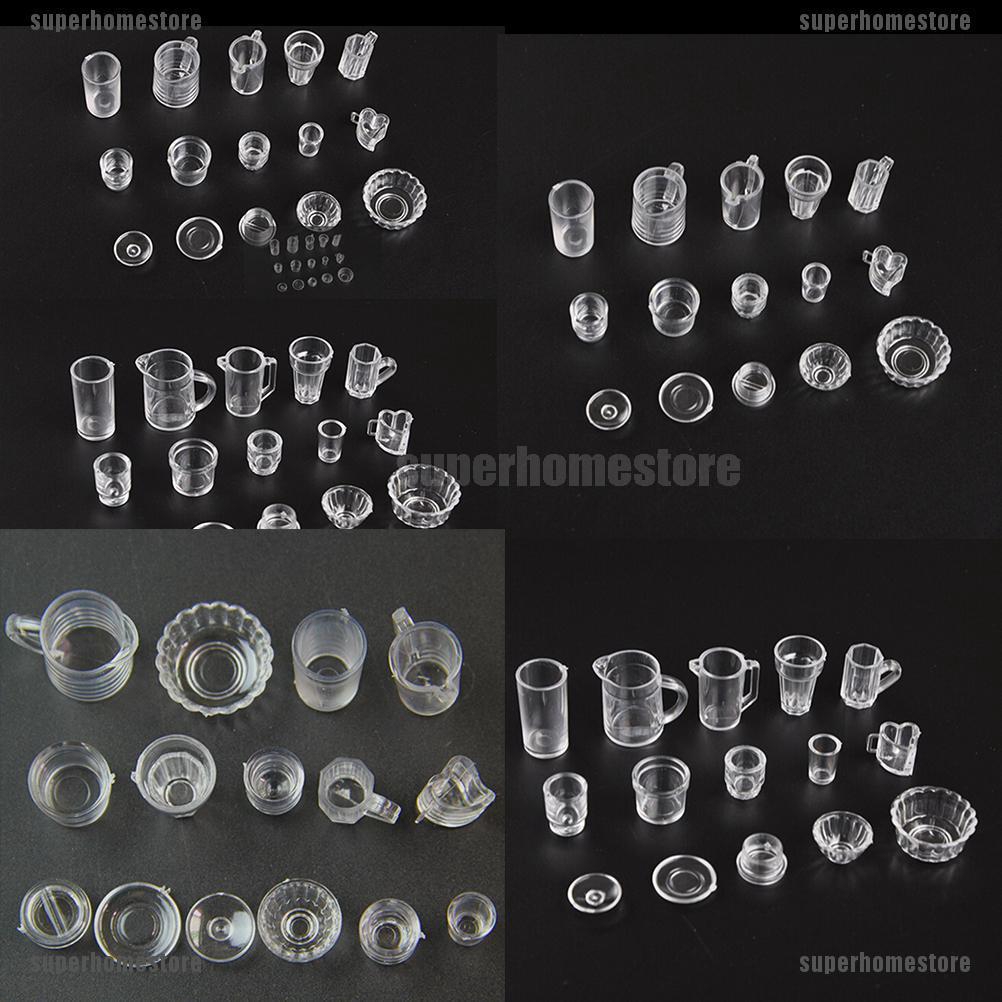 Set 15 Ly Mini Trong Suốt Dùng Để Trang Trí Nhà Búp Bê