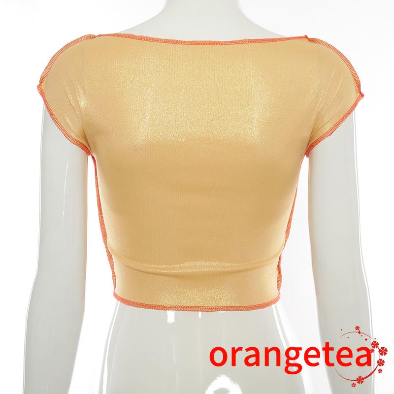 Áo Croptop Tay Ngắn Thời Trang Quyến Rũ Cho Nữ