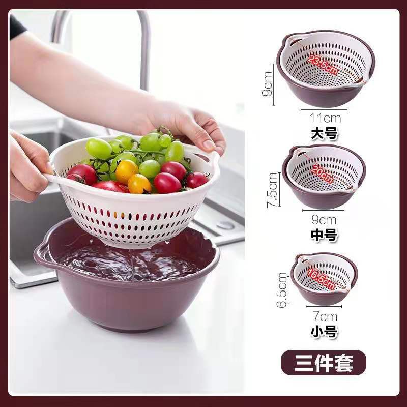 sét 3 rổ Hai Lớp Giúp Ráo Nước Có Thể Xếp Chồng Lên Nhau Thích Hợp Cho Nhà Bếp