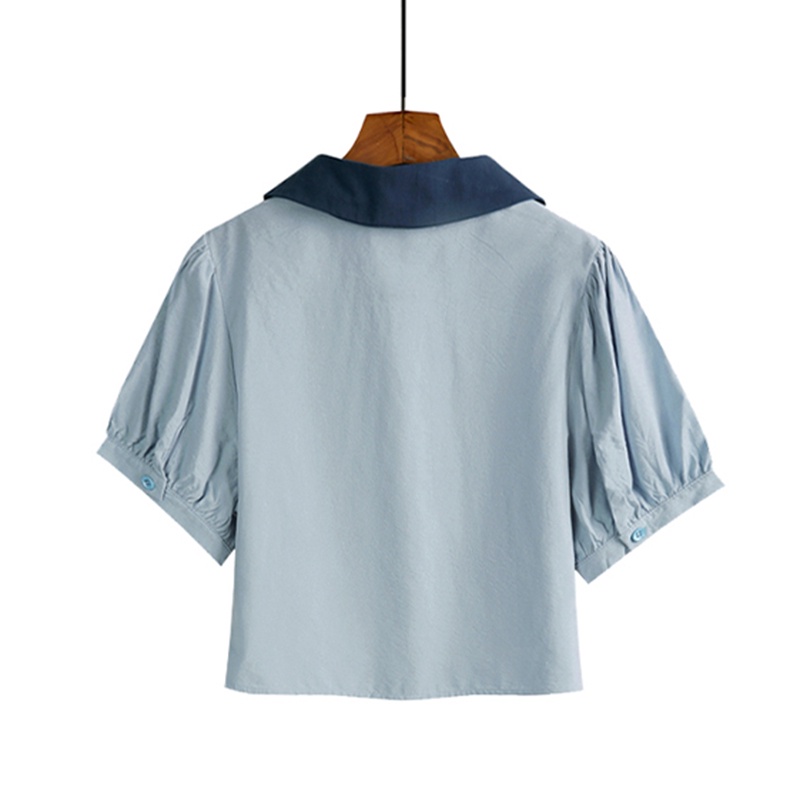 Áo Cộc Tay Sơ Mi Nữ Dáng Croptop Cổ Polo Tay Ngắn Bồng Thời Trang Sugal SO MI NU 014V2