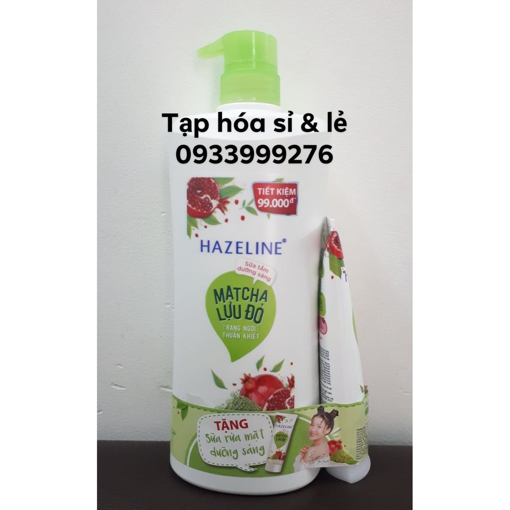 Sữa Tắm Dưỡng Sáng Da Hazeline ong chúa/ Matcha/ Dâu Tằm 1kg tặng chai sữa tắm 300g hoặc 1 tuýp sữa rửa mặt 80g